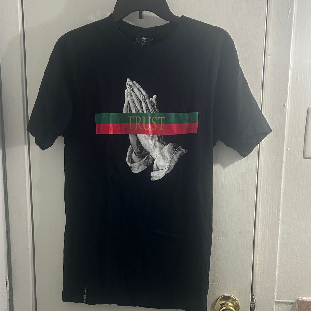 Men's Black Short Sleeve T-Shirt with Trust Graphic